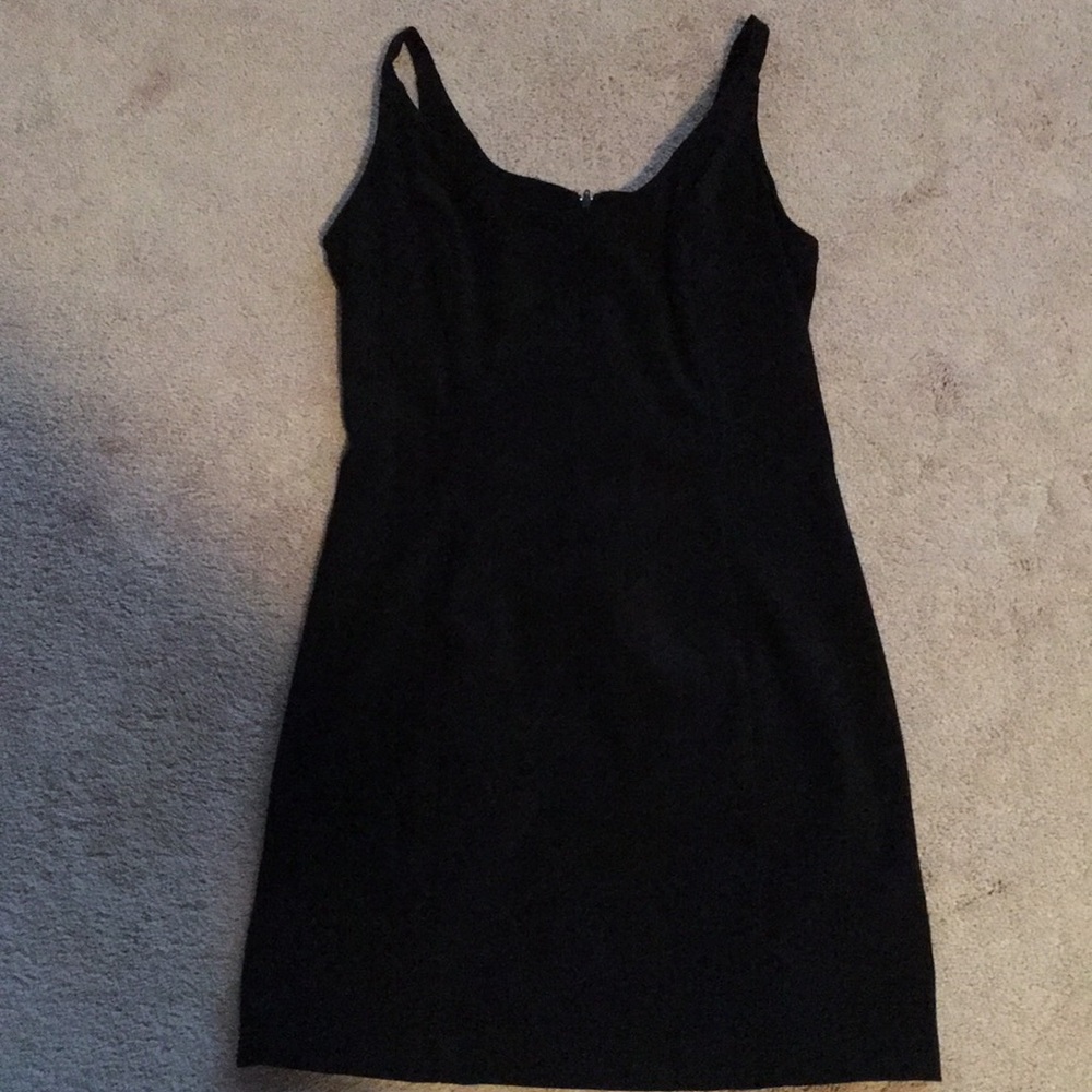 Black suede cocktail dress